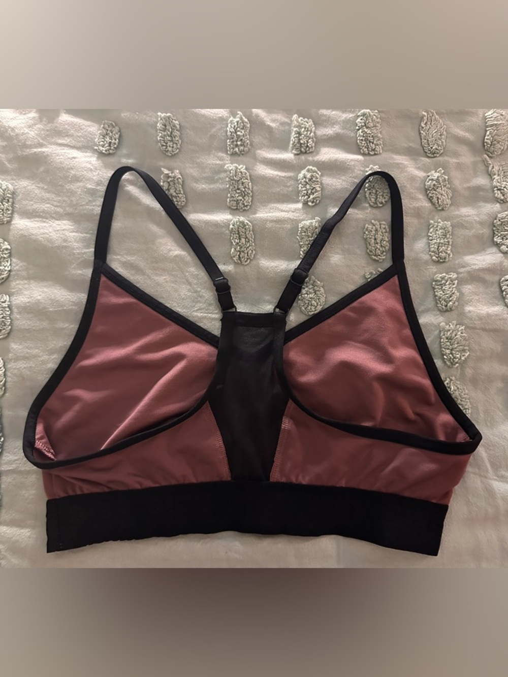 Victoria’s Secret Mauve Bralette w/ Mesh Racer Back Black Trim Shimmer Logo - Picture 15 of 15